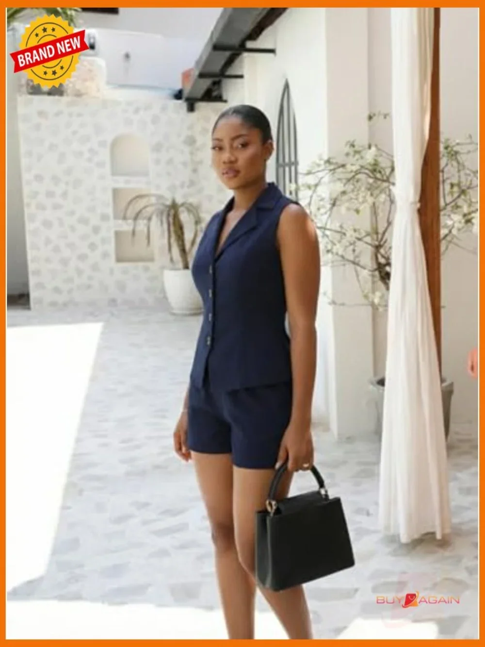 Sleeveless Vest and Shorts Set for Women Dressy Business Work 2 Piece Suit - Picture 4 of 7